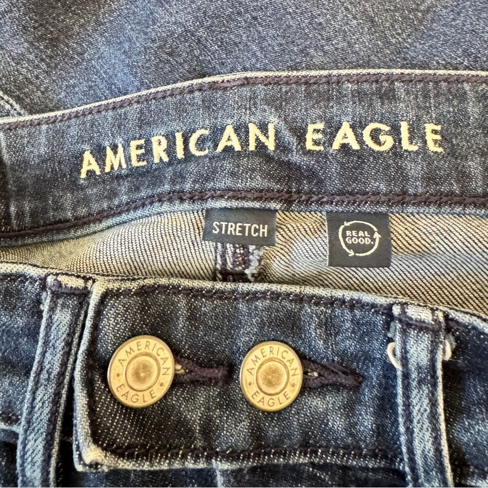 American Eagle Super High Rise Baggy Wide Leg Jeans 00 Short Dark Wash - Picture 3 of 6